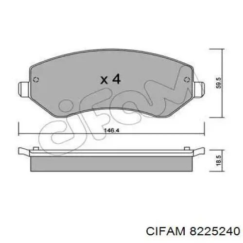 Передние тормозные колодки 8225240 Cifam