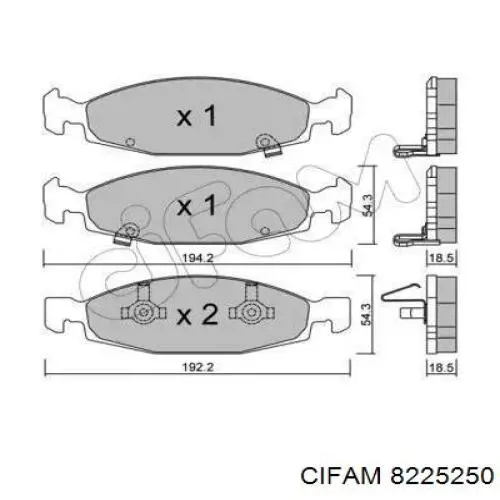 8225250 Cifam колодки тормозные передние дисковые