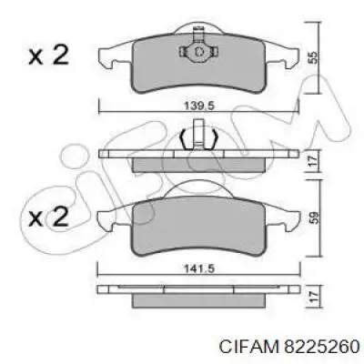 Задние тормозные колодки 8225260 Cifam