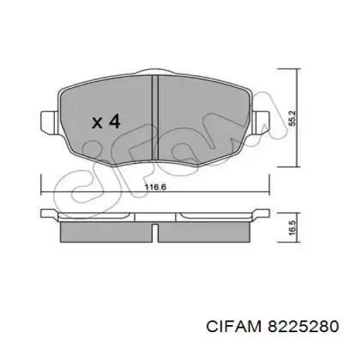 Передние тормозные колодки 8225280 Cifam