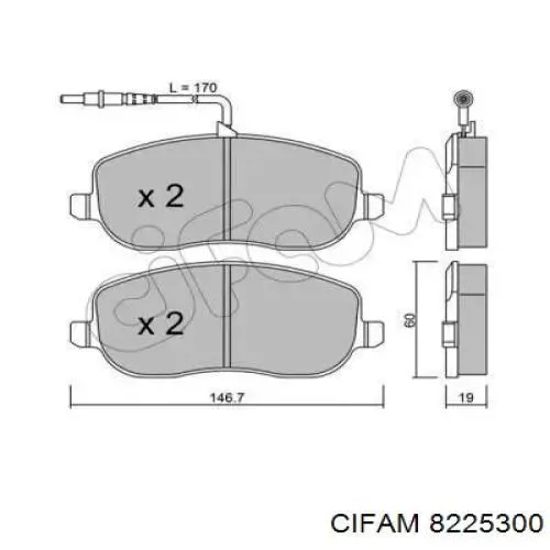 8225300 Cifam колодки тормозные передние дисковые
