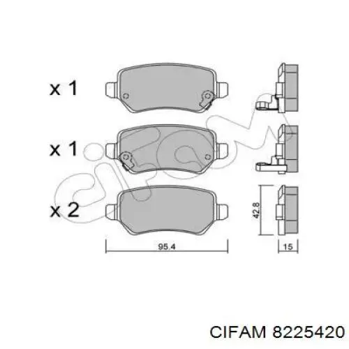 Задние тормозные колодки 8225420 Cifam