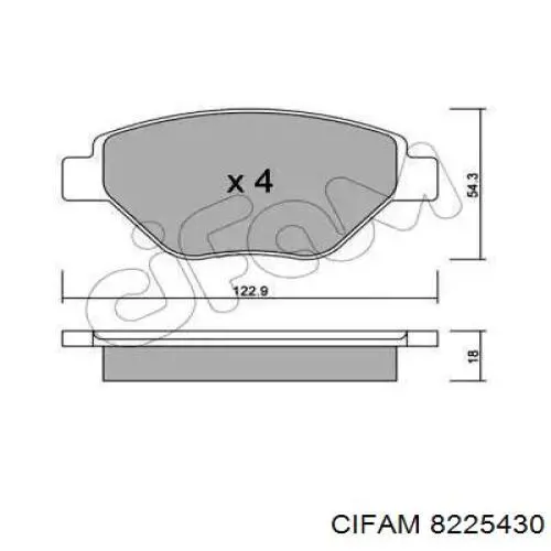 8225430 Cifam колодки тормозные передние дисковые