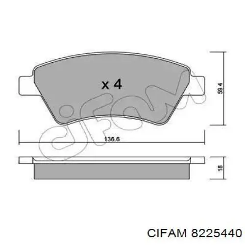 Передние тормозные колодки 8225440 Cifam