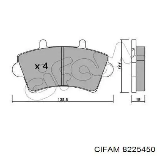 Передние тормозные колодки 8225450 Cifam