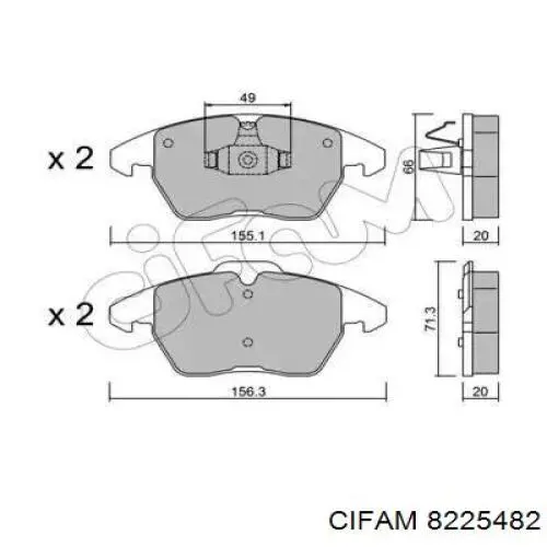 Передние тормозные колодки 8225482 Cifam