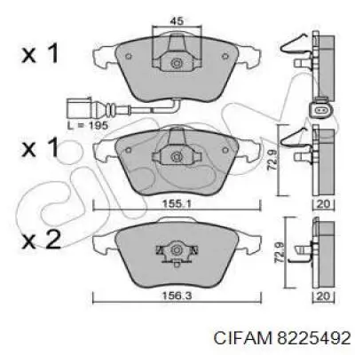 822-549-2 Cifam колодки тормозные передние дисковые