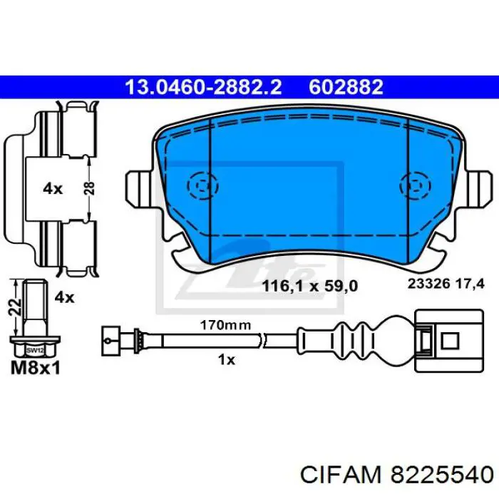 Колодки дисковые  Cifam 8225540 цена, от 19.68 USD