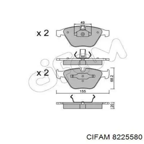 Передние тормозные колодки 8225580 Cifam