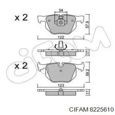 Задние тормозные колодки 8225610 Cifam