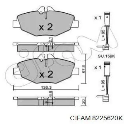 Передние тормозные колодки 8225620K Cifam