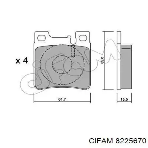 Задние тормозные колодки 8225670 Cifam