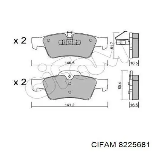 822-568-1 Cifam колодки тормозные задние дисковые
