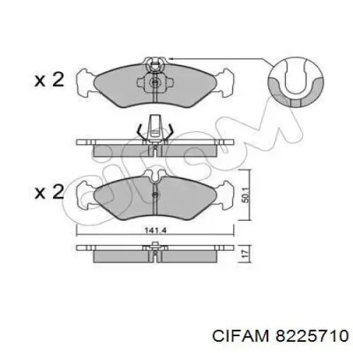 Колодки тормозные задние дисковые CIFAM 8225710