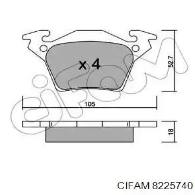 Задние тормозные колодки 8225740 Cifam