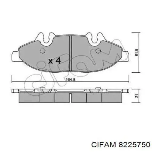 Передние тормозные колодки 8225750 Cifam