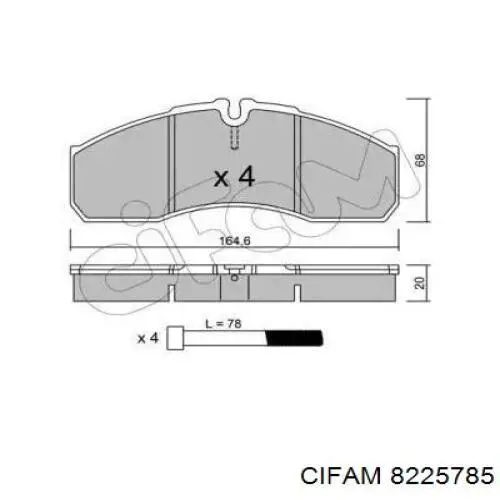 Передние тормозные колодки 8225785 Cifam