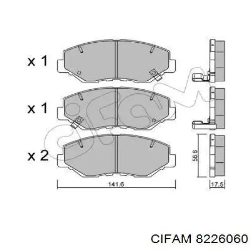 8226060 Cifam колодки тормозные передние дисковые