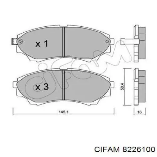 Передние тормозные колодки 8226100 Cifam