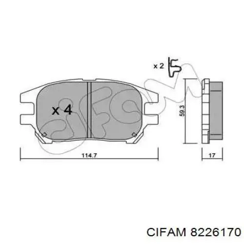 Передние тормозные колодки 8226170 Cifam