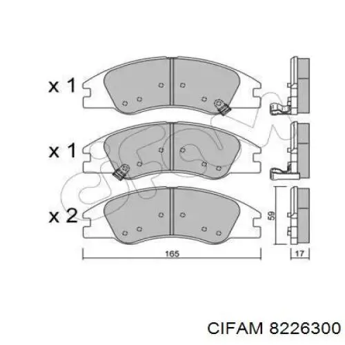 Передние тормозные колодки 8226300 Cifam