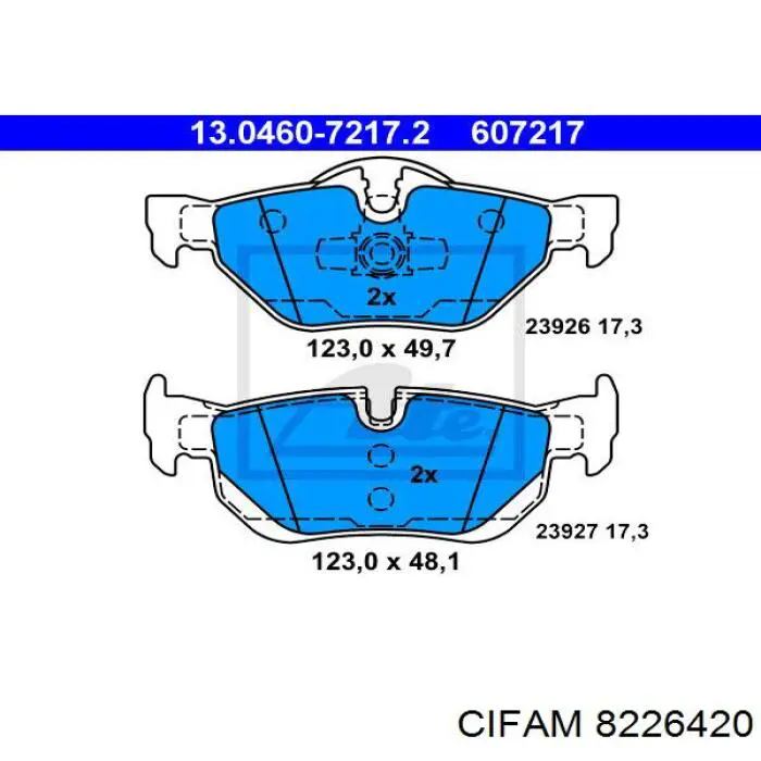 Задние тормозные колодки 8226420 Cifam