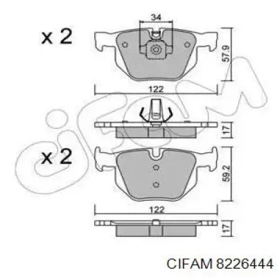 Задние тормозные колодки 8226444 Cifam