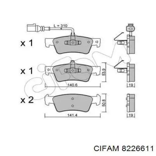 822-661-1 Cifam задние тормозные колодки