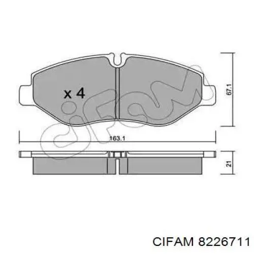 Передние тормозные колодки 8226711 Cifam