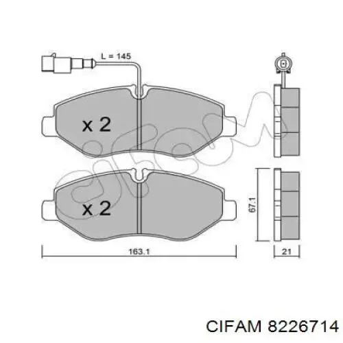 8226714 Cifam колодки тормозные передние дисковые