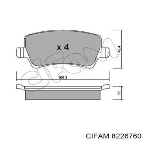 Задние тормозные колодки 8226760 Cifam