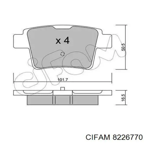 822-677-0 Cifam колодки тормозные задние дисковые