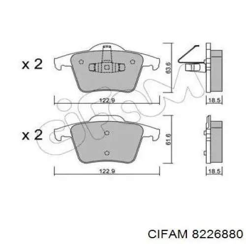 Задние тормозные колодки 8226880 Cifam