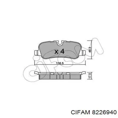 Задние тормозные колодки 8226940 Cifam