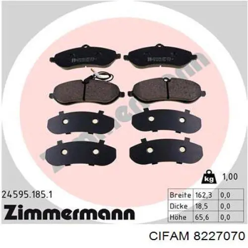 Купить 8227070 Cifam Колодки тормозные