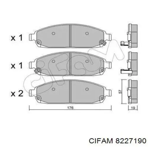 Передние тормозные колодки 8227190 Cifam