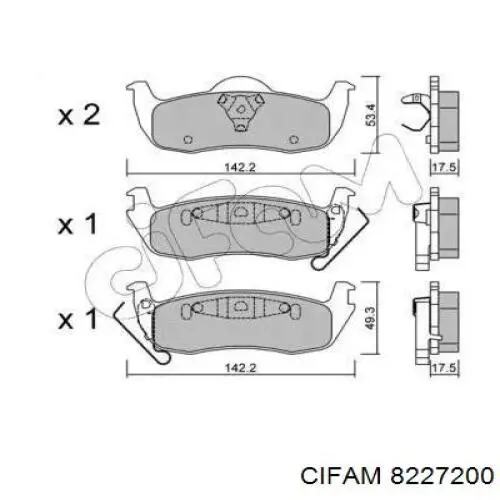 Задние тормозные колодки 8227200 Cifam