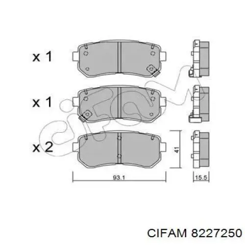 822-725-0 Cifam колодки тормозные задние дисковые