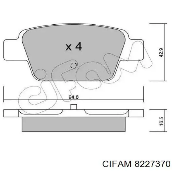 Купить 8227370 Cifam Колодки тормозные задние, дисковые