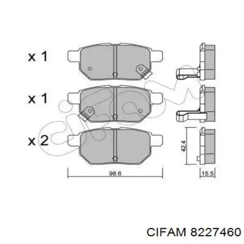 Задние тормозные колодки 8227460 Cifam