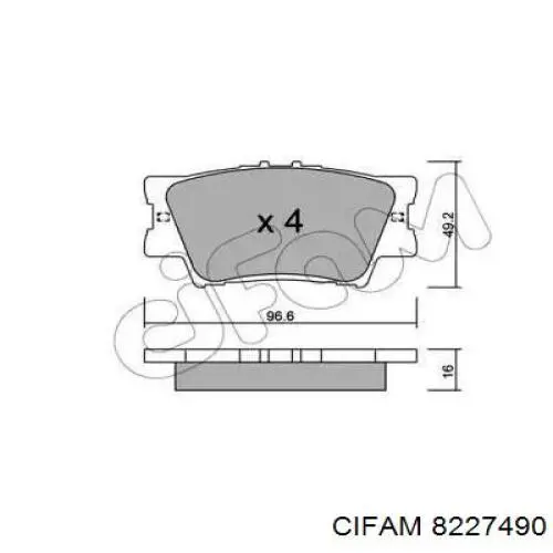 Задние тормозные колодки 8227490 Cifam