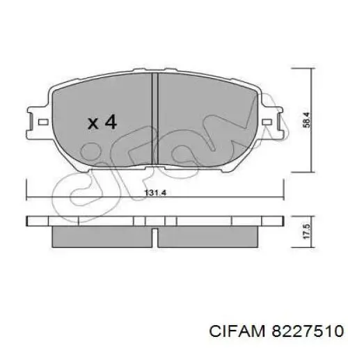 Передние тормозные колодки 8227510 Cifam