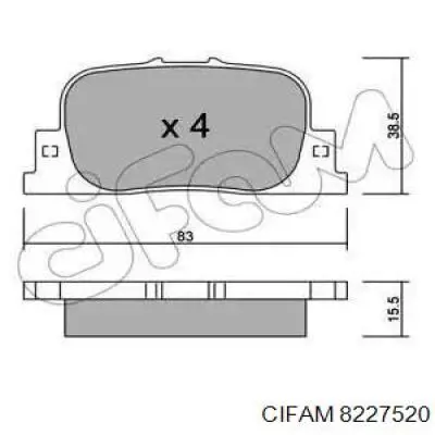 822-752-0 Cifam колодки тормозные задние дисковые
