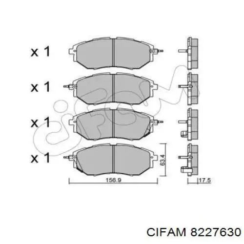 Передние тормозные колодки 8227630 Cifam