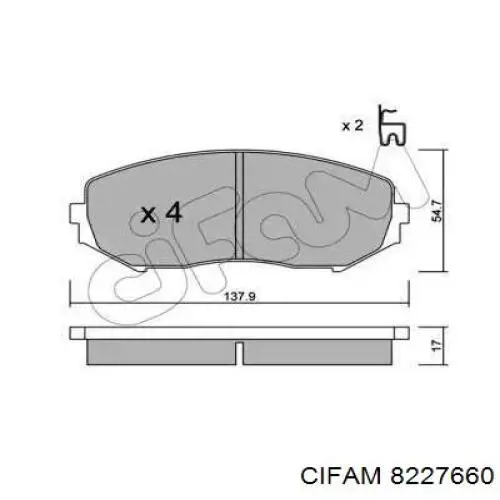 822-766-0 Cifam колодки тормозные передние дисковые