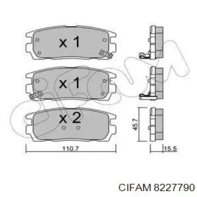 Колодки тормозные задние дисковые CIFAM 8227790