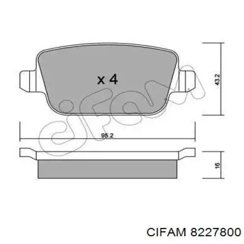 Задние тормозные колодки 8227800 Cifam