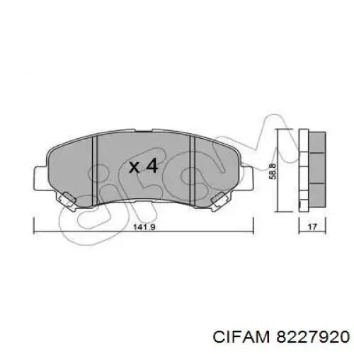 Передние тормозные колодки 8227920 Cifam