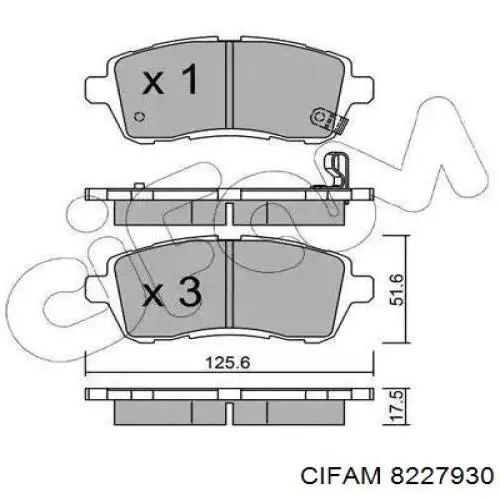 Передние тормозные колодки 8227930 Cifam