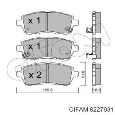 Передние тормозные колодки 8227931 Cifam